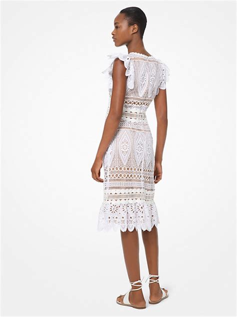 michael kors floral medallion lace dress|Michael Kors Medallion Floral Lace Crochet Dress .